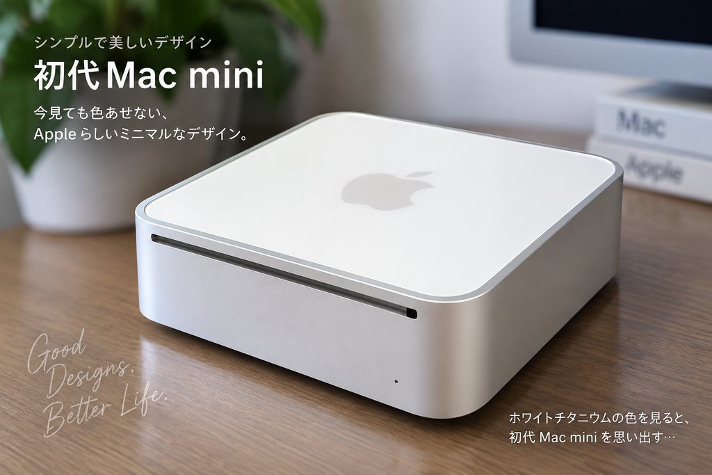ホワイトチタニウムの色を思い起こさせる初代Mac mini