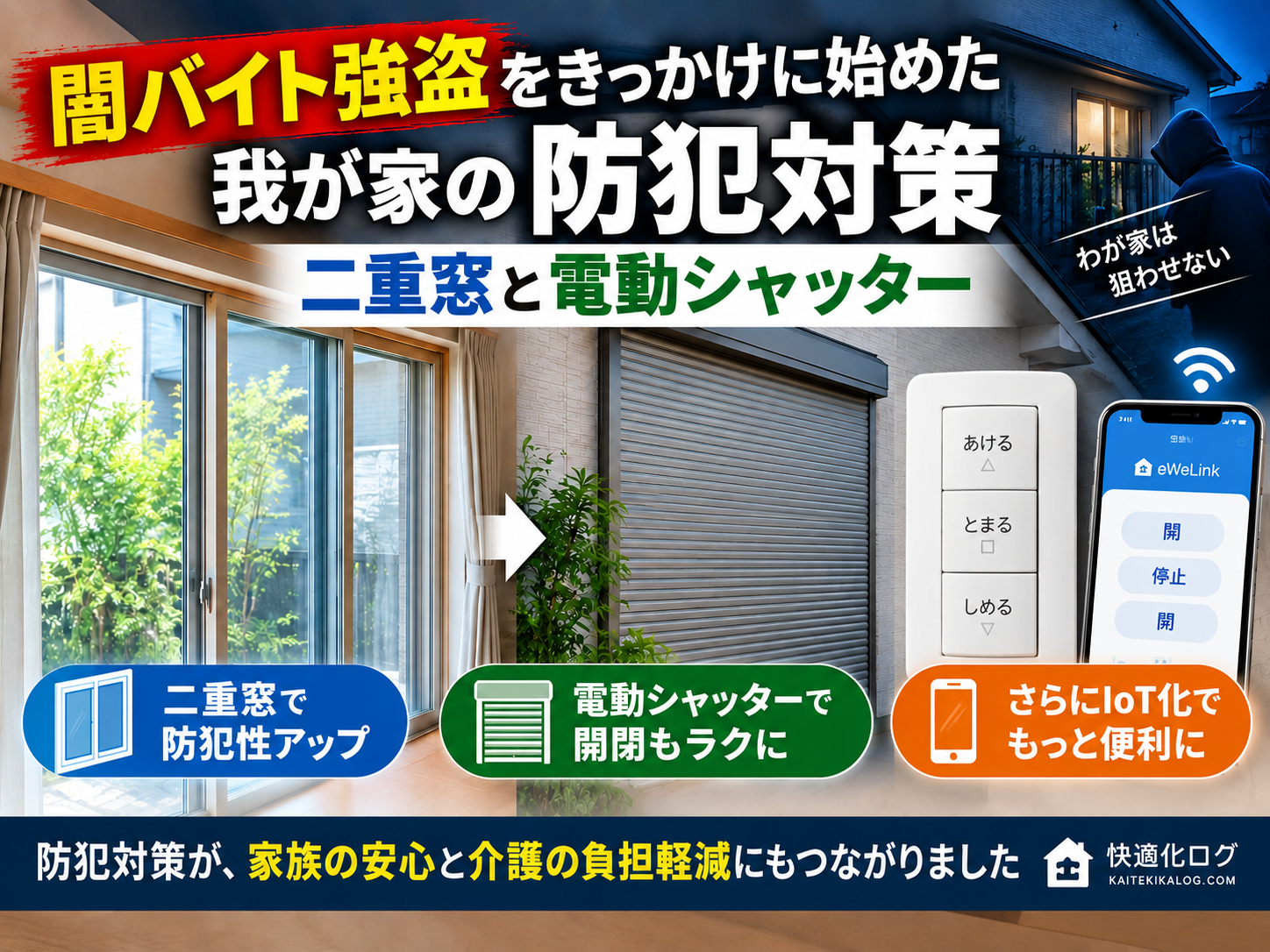 闇バイト強盗をきっかけに設置した二重窓と電動シャッター